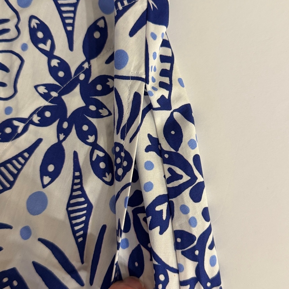 HALE BOB Galilea Poplin Blue & White Floral V-Neck Midi Dress Size Large NWT - Picture 8 of 11